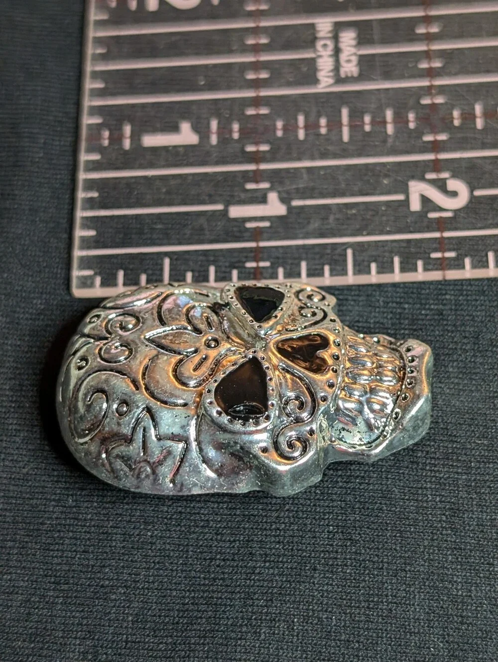 Silver Decorative Sugar Skull Accent